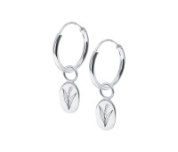 Lily of the Valley Birth Flower Silver Hoop Earring Charms HO-2699